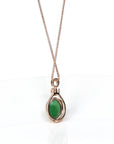 Baikalla Jewelry 18k Gold Jadeite Necklace Copy of 18K Rose Gold Oval Imperial Jadeite Jade Cabochon Necklace with Diamonds