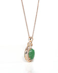 Baikalla Jewelry 18k Gold Jadeite Necklace Copy of 18K Rose Gold Oval Imperial Jadeite Jade Cabochon Necklace with Diamonds