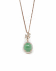 Baikalla Jewelry 18k Gold Jadeite Necklace Copy of Copy of 18K Rose Gold Oval Imperial Jadeite Jade Cabochon Necklace with Diamonds