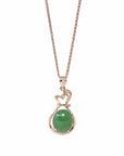 Baikalla Jewelry 18k Gold Jadeite Necklace 18K Rose Gold Oval Imperial Jadeite Jade Cabochon Necklace with Diamonds