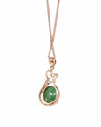 Baikalla Jewelry 18k Gold Jadeite Necklace 18K Rose Gold Oval Imperial Jadeite Jade Cabochon Necklace with Diamonds
