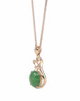 Baikalla Jewelry 18k Gold Jadeite Necklace 18K Rose Gold Oval Imperial Jadeite Jade Cabochon Necklace with Diamonds