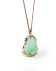 Baikalla Jewelry 18k Gold Jadeite Necklace Copy of Baikalla 18K Rose Gold Genuine Burmese Ice Jadeite Buddha Pendant with Diamonds High Jewelry