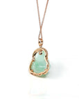 Baikalla Jewelry 18k Gold Jadeite Necklace Copy of Baikalla 18K Rose Gold Genuine Burmese Ice Jadeite Buddha Pendant with Diamonds High Jewelry
