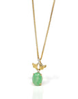 Baikalla Jewelry Gold Jadeite Necklace 18k Yellow Gold Jadeite Jade Apricot Leaf Pendant Necklace with Diamond