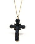 Baikalla Jewelry 24K Pure Yellow Gold Pendant Copy of 14K Yellow Gold & Black Nephrite Jade Crucifix Pendant