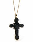 Baikalla Jewelry 24K Pure Yellow Gold Pendant Copy of 14K Yellow Gold & Black Nephrite Jade Crucifix Pendant