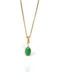 Baikalla Jewelry Gold Jadeite Necklace Copy of Copy of 18k Yellow Gold Jadeite Jade Apricot Leaf Pendant Necklace with Diamond