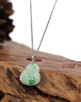 Baikalla Jewelry Jade Buddha Pendant Copy of Baikalla™ "Laughing Buddha" Genuine Vibrant Green Jadeite Buddha Pendant Necklace With 14k White Gold Diamond Bail