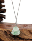 Baikalla Jewelry Jade Buddha Pendant Copy of Baikalla™ "Laughing Buddha" Genuine Vibrant Green Jadeite Buddha Pendant Necklace With 14k White Gold Diamond Bail