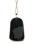 Baikalla Jewelry Jade Guanyin Pendant Necklace Pendant Only Baikalla 14k Yellow Gold "Goddess of Compassion" Genuine Black Burmese Jadeite Jade Guanyin Necklace With Gold Bail