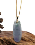 Baikalla Jewelry Jade Pendant Copy of Copy of Natural Ice Lavender Jadeite Jade Shou Tao ( Longevity Peach ) Necklace With 14k Yellow Gold Bail