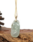 Baikalla Jewelry Jade Pendant Copy of Copy of Copy of Copy of Copy of Copy of 14k Yellow Gold Genuine Burmese Light Lavender Jadeite Happiness and Safety (Fu & Pingan) Pendant Necklace