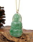Baikalla Jewelry Jade Guanyin Pendant Necklace Copy of Copy of Copy of Baikalla 14k Yellow Gold "Goddess of Compassion" Genuine Ice Burmese Jadeite Jade Guanyin Necklace With Gold Bail