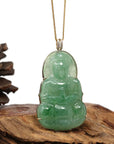 Baikalla Jewelry Jade Guanyin Pendant Necklace Copy of Copy of Copy of Baikalla 14k Yellow Gold "Goddess of Compassion" Genuine Ice Burmese Jadeite Jade Guanyin Necklace With Gold Bail