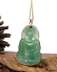 Baikalla Jewelry Jade Guanyin Pendant Necklace Copy of Copy of Copy of Baikalla 14k Yellow Gold "Goddess of Compassion" Genuine Ice Burmese Jadeite Jade Guanyin Necklace With Gold Bail
