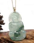 Baikalla Jewelry Jade Guanyin Pendant Necklace Copy of Baikalla 14k Yellow Gold "Goddess of Compassion" Genuine Ice Burmese Jadeite Jade Guanyin Necklace With Gold Bail