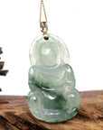 Baikalla Jewelry Jade Guanyin Pendant Necklace Copy of Baikalla 14k Yellow Gold "Goddess of Compassion" Genuine Ice Burmese Jadeite Jade Guanyin Necklace With Gold Bail