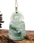 Baikalla Jewelry Jade Guanyin Pendant Necklace Copy of Baikalla 14k Yellow Gold "Goddess of Compassion" Genuine Ice Burmese Jadeite Jade Guanyin Necklace With Gold Bail