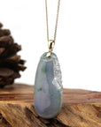 Baikalla Jewelry Jade Pendant Copy of Natural Ice Lavender Jadeite Jade Shou Tao ( Longevity Peach ) Necklace With 14k Yellow Gold Bail