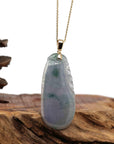 Baikalla Jewelry Jade Pendant Copy of Natural Ice Lavender Jadeite Jade Shou Tao ( Longevity Peach ) Necklace With 14k Yellow Gold Bail
