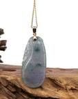 Baikalla Jewelry Jade Pendant Copy of Natural Ice Lavender Jadeite Jade Shou Tao ( Longevity Peach ) Necklace With 14k Yellow Gold Bail