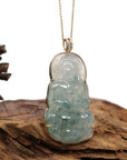 Baikalla Jewelry Jade Guanyin Pendant Necklace Copy of Copy of Baikalla 14k Yellow Gold "Goddess of Compassion" Genuine Ice Burmese Jadeite Jade Guanyin Necklace With Gold Bail