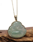 Baikalla Jewelry 18k Gold Jadeite Necklace Copy of Baikalla 18K Rose Gold Genuine Burmese Ice Jadeite Buddha Pendant with Diamonds