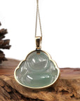 Baikalla Jewelry 18k Gold Jadeite Necklace Copy of Baikalla 18K Rose Gold Genuine Burmese Ice Jadeite Buddha Pendant with Diamonds