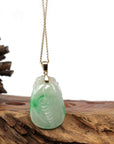 Baikalla Jewelry Jade Pendant Copy of Copy of Copy of Copy of Natural Ice Lavender Jadeite Jade Shou Tao ( Longevity Peach ) Necklace With 14k Yellow Gold Bail