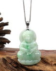 Baikalla Jewelry Jade Guanyin Pendant Necklace Copy of Baikalla 14k "Goddess of Compassion" Genuine Burmese Jadeite Jade Guanyin Necklace With Good Luck Design