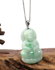 Baikalla Jewelry Jade Guanyin Pendant Necklace Copy of Baikalla 14k "Goddess of Compassion" Genuine Burmese Jadeite Jade Guanyin Necklace With Good Luck Design