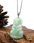 Baikalla Jewelry Jade Guanyin Pendant Necklace Copy of Baikalla 14k "Goddess of Compassion" Genuine Burmese Jadeite Jade Guanyin Necklace With Good Luck Design
