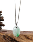 Baikalla Jewelry Jadeite Jade Buddha & Guanyin Copy of Natural Jadeite "Longevity Peach" ShouTao Necklace With 18k White Gold Diamond Bail
