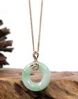 Baikalla Jewelry 18k Gold Jadeite Necklace Copy of Copy of 18k Rose Gold Genuine Burmese Jadeite Lucky Kou Kou Pendant Necklace With AA Ruby