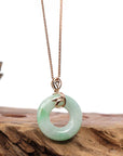 Baikalla Jewelry 18k Gold Jadeite Necklace Copy of Copy of 18k Rose Gold Genuine Burmese Jadeite Lucky Kou Kou Pendant Necklace With AA Ruby