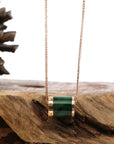 Baikalla Jewelry Gold Jadeite Necklace 18k Rose Gold Jadeite Jade Diamond Pendant Necklace
