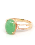 Baikalla Jewelry Jadeite Engagement Ring Baikalla™ "Imperial Cabochon" 18k Rose Gold Natural Gree Jadeite Ring With Diamonds