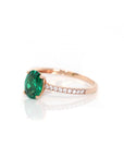 Baikalla Jewelry Gold Sapphire Ring 18k Rose Gold Lab-Created Emerald Ring With CZ