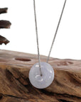 Baikalla Jewelry Jade Pendant Necklace Baikalla "Good Luck Button" Necklace Lavender Jadeite Jade Lucky Ping An Kou Necklace
