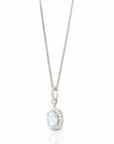 Baikalla Jewelry Gold Aquamarine Ring Pendant Only 14k White Gold Genuine Oval Aquamarine AA Pendant Necklace With Diamond