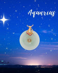 Baikalla Jewelry God Jadeite Necklace 18k Rose Gold Genuine Burmese Jadeite Constellation (Aquarius) Necklace Pendant with Diamonds & Ruby