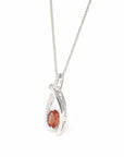 Baikalla Jewelry Sunstone Necklace Sterling Silver Natural Red Oregon Sunstone Necklace With White Sapphire
