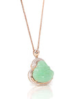 Baikalla Jewelry Gold Jade Buddha Baikalla "Laughing Buddha" 18k Gold Genuine Apple Green Jadeite Jade with VS1 Diamonds