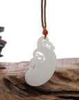 Baikalla Jewelry Jade Pendant Necklace Phoenix Baikalla™ "Classic Dragon & Phoenix" Genuine HeTian White Nephrite Jade LongFeng Pendant Necklace