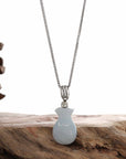 Baikalla Jewelry Jade Pendant Pendant Only Natural Lavender Jadeite Jade Lucky HuLu Pendant Necklace With 14k White Gold Diamond Bail