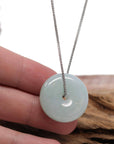 Baikalla Jewelry Jade Pendant Necklace Baikalla "Good Luck Button" Necklace Light Green Jadeite Jade Lucky Ping An Kou Necklace