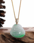 Baikalla Jewelry Jade Buddha Pendant Baikalla™ "Laughing Buddha" Genuine Green Jadeite Buddha Necklace With 14k Yellow Gold Diamond Bail