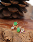 Baikalla Jewelry Gold Jade Earrings 18K Rose Gold Multi Color Jadeite Jade Stud Earrings
