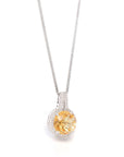 Baikalla Jewelry Gemstone Pendant Necklace 14k White Gold Genuine Fantasy Cut Citrine & Diamonds Pendant Necklace
